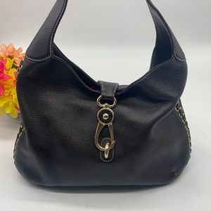 Dooney & Bourke Belvedere Whip Stitch Hobo Bag Dark Brown Leather Vintage DB5294
